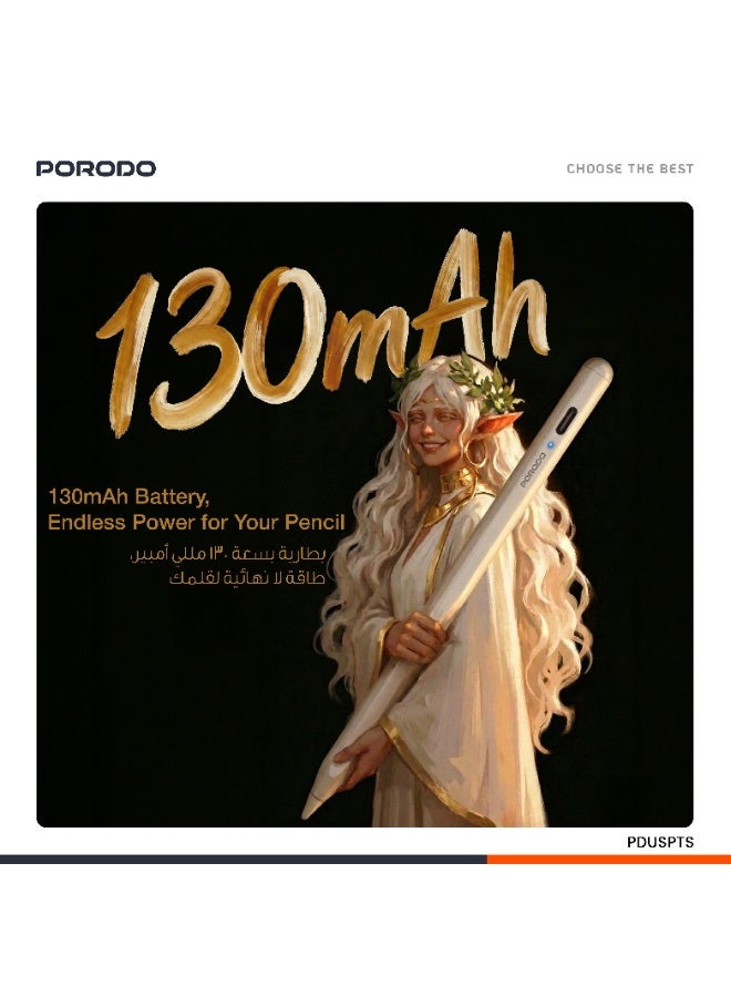 porodo Universal Smart Pencil with Touch Switch - Black - Image 4